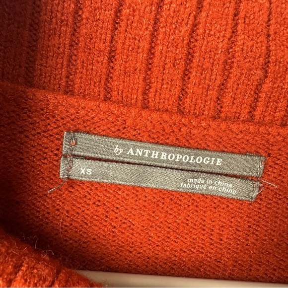 Anthropologie Textured Cowl Neck Orange Sweater Pullover - Picture 2 of 9